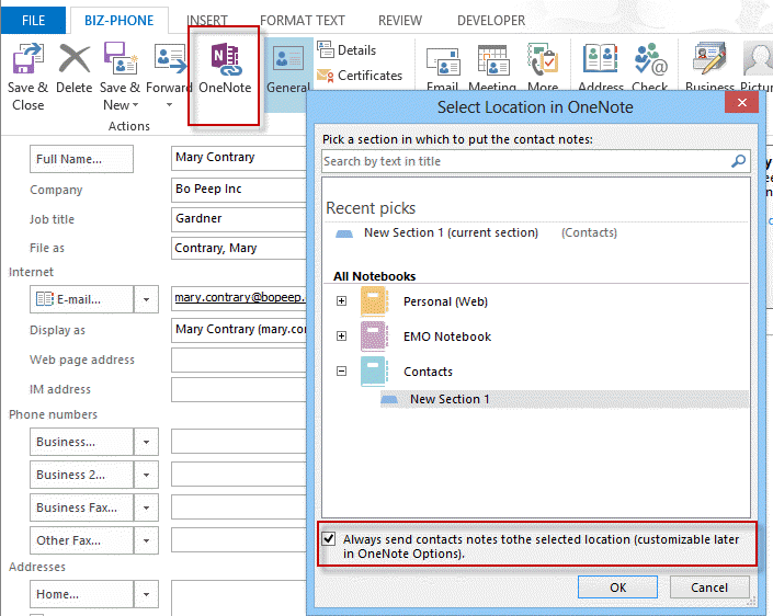 How to Link Onenote to Outlook?