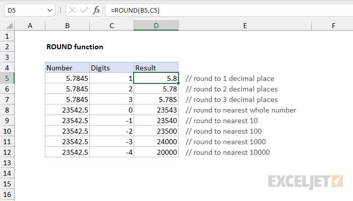 how-to-round-on-excel