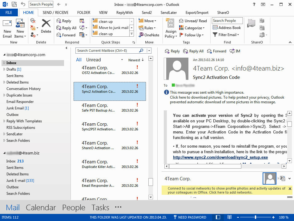 How do I set up email using Microsoft Outlook?