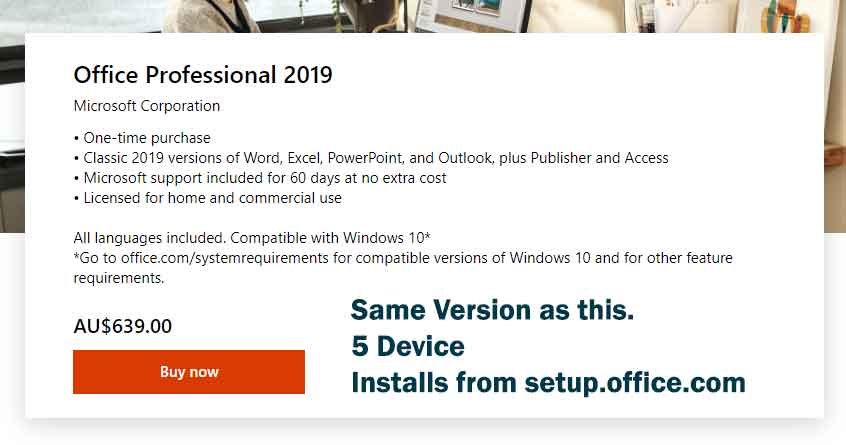 5U Microsoft Office Professional Plus 2019 RETAIL - 5 Device - keysdirect.us