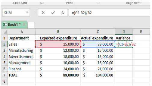 How to Calculate Percent Variance in Excel?