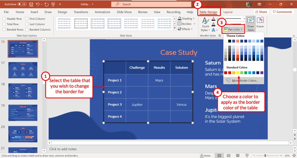 How to Change Table Border Color in Powerpoint?