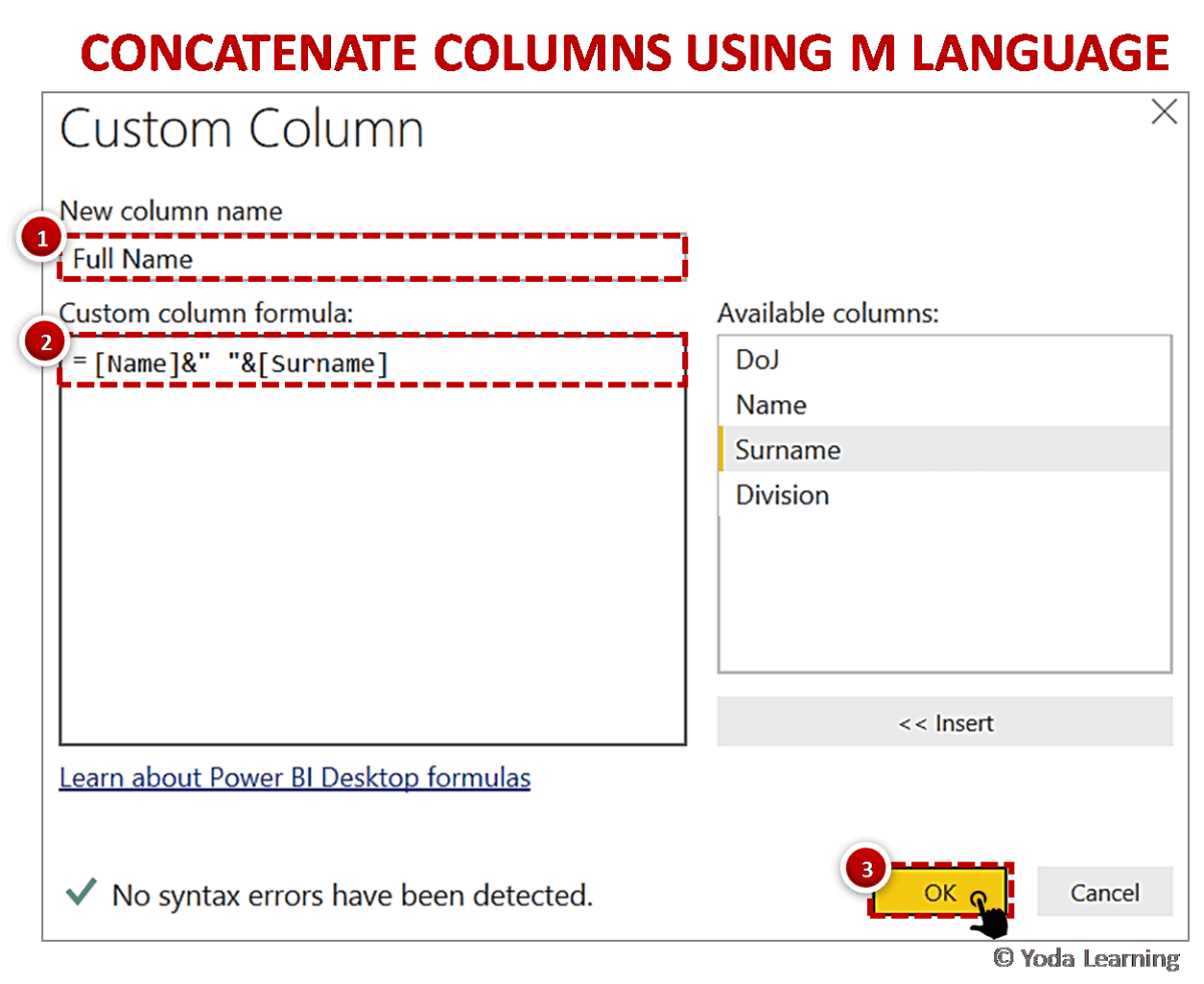 How to Concatenate Two Columns in Power Bi Query Editor? - keysdirect.us