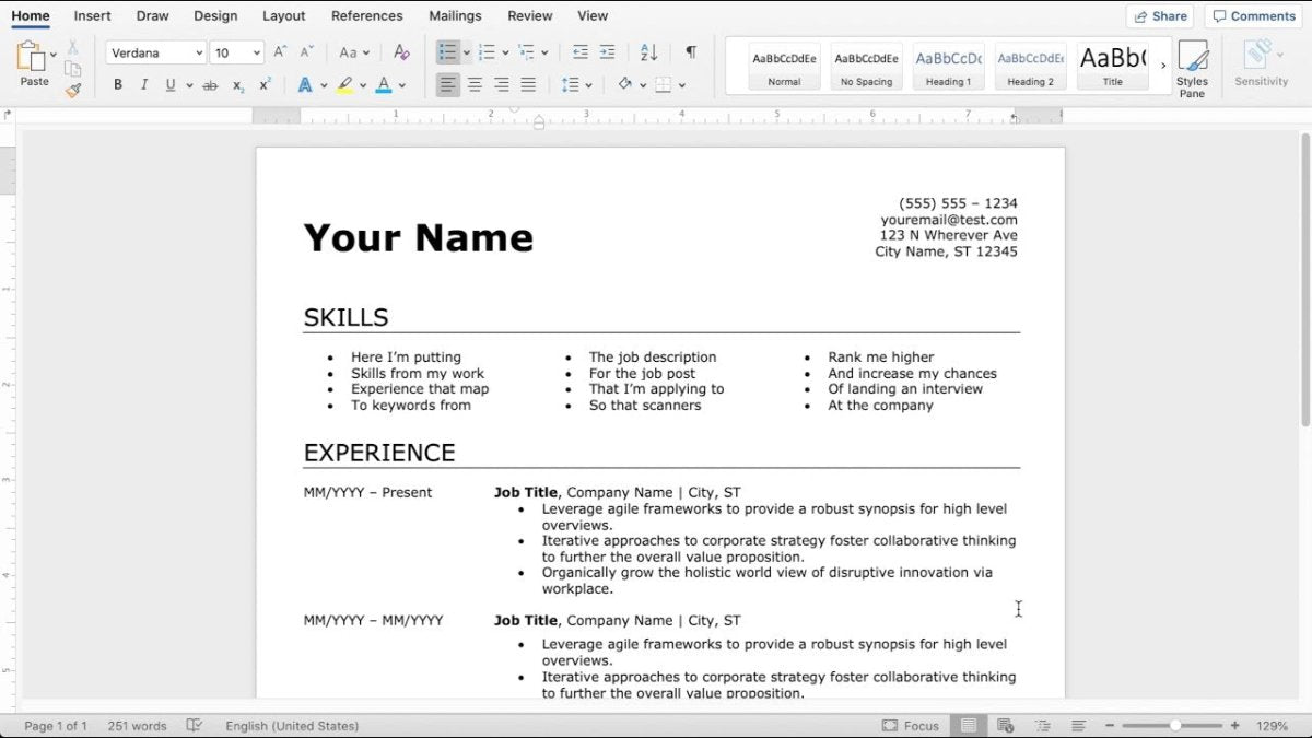 How to Create a Professional Resume Using Microsoft Word? - keysdirect.us