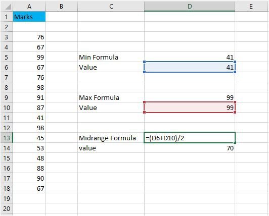 How to Find the Midrange in Excel? - keysdirect.us