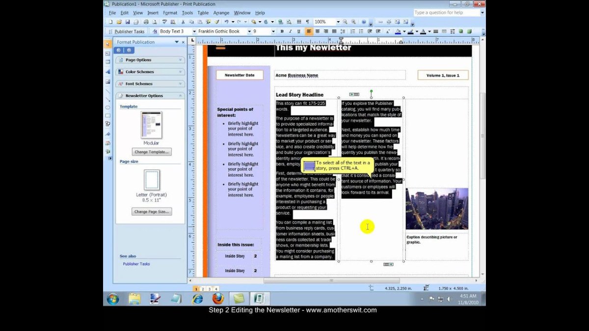 How to Make a Newsletter in Microsoft Publisher 2007? - keysdirect.us