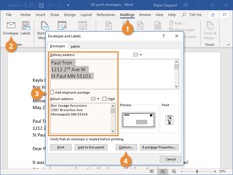 How to Print on Envelopes Using Microsoft Word? - keysdirect.us