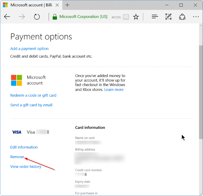 How to Remove Credit Card From Microsoft Account? - keysdirect.us