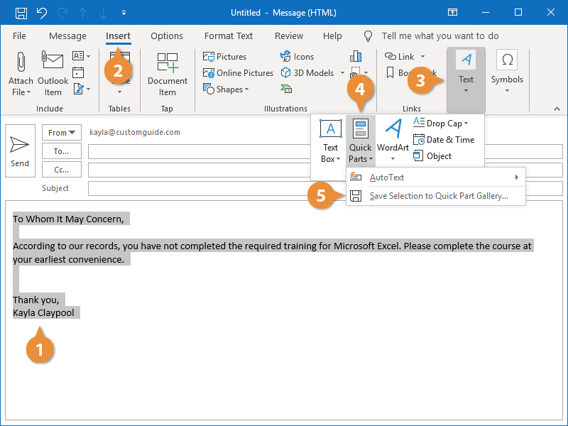 How to Use Quick Parts in Outlook? - keysdirect.us