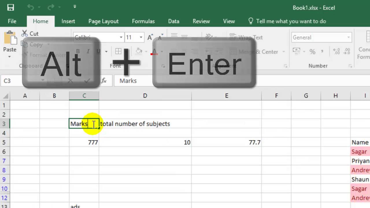 How to Enter in Excel Within a Cell?